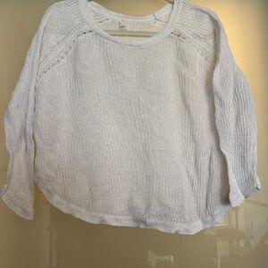 Eileen Fisher cropped white knit 3/4 sleeve